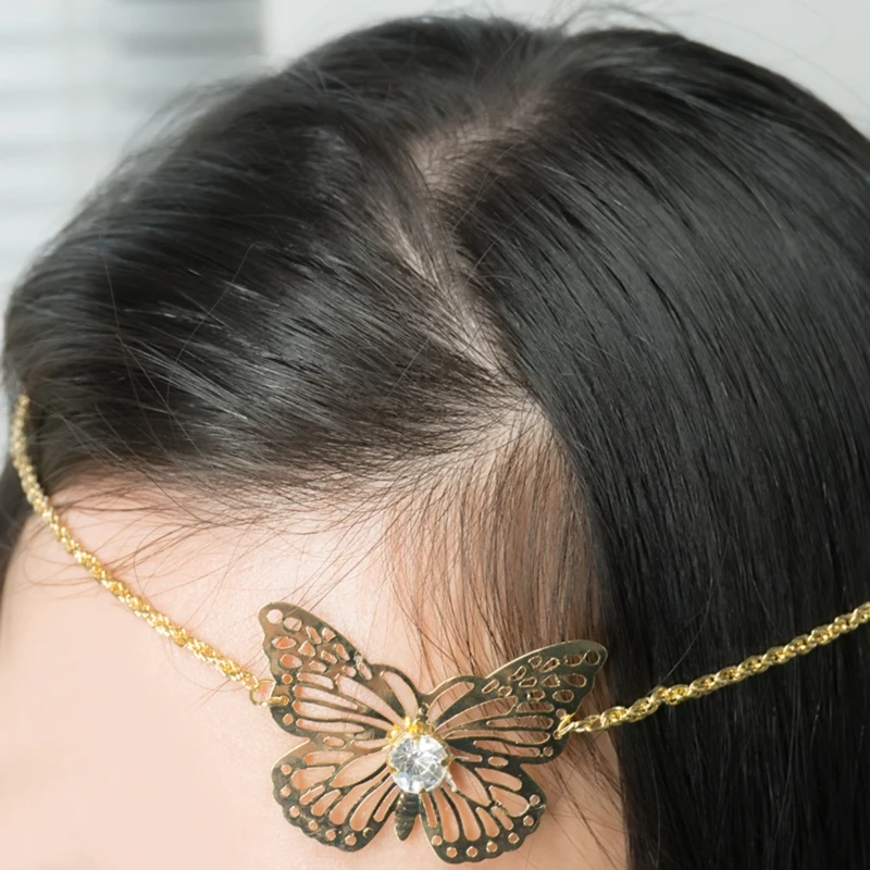 Золотой металлический лист Бабочка заколка для волос Сеть ювелирных свадебные
