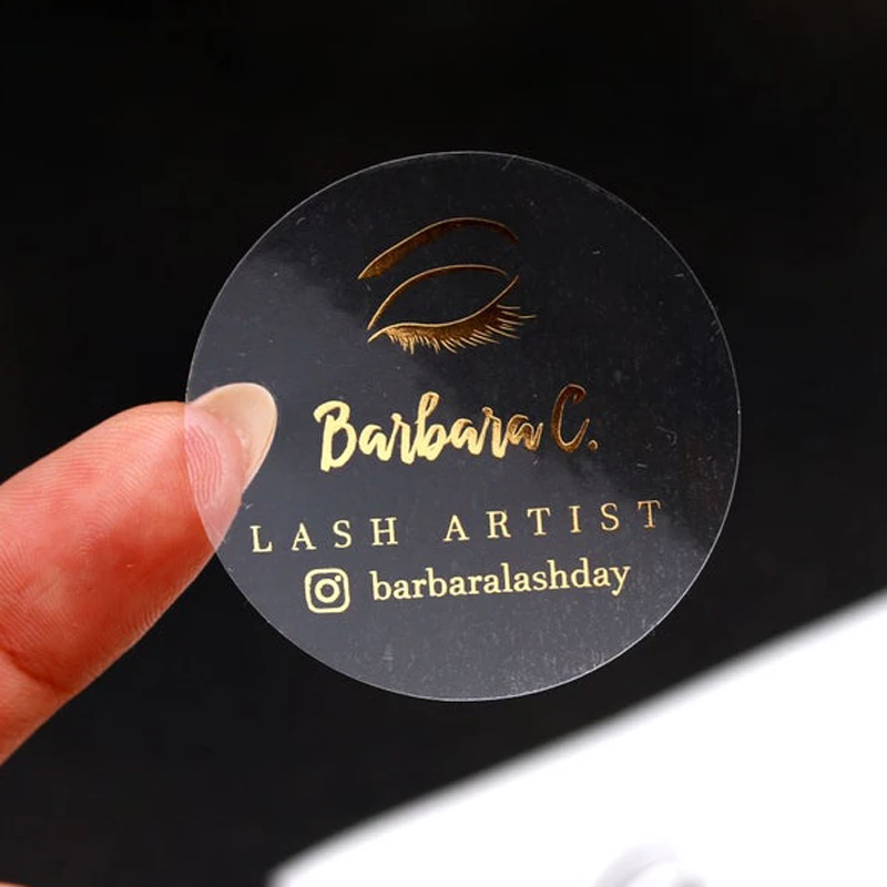 Индивидуальные этикетки с логотипом ресниц прозрачные для из золотой фольги