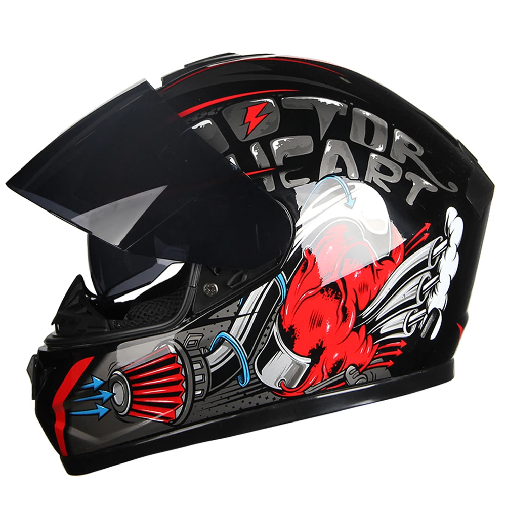 Мотоцикл Jiekai шлем с полным лицевым покрытием Casco Moto двойной козырек гоночный для
