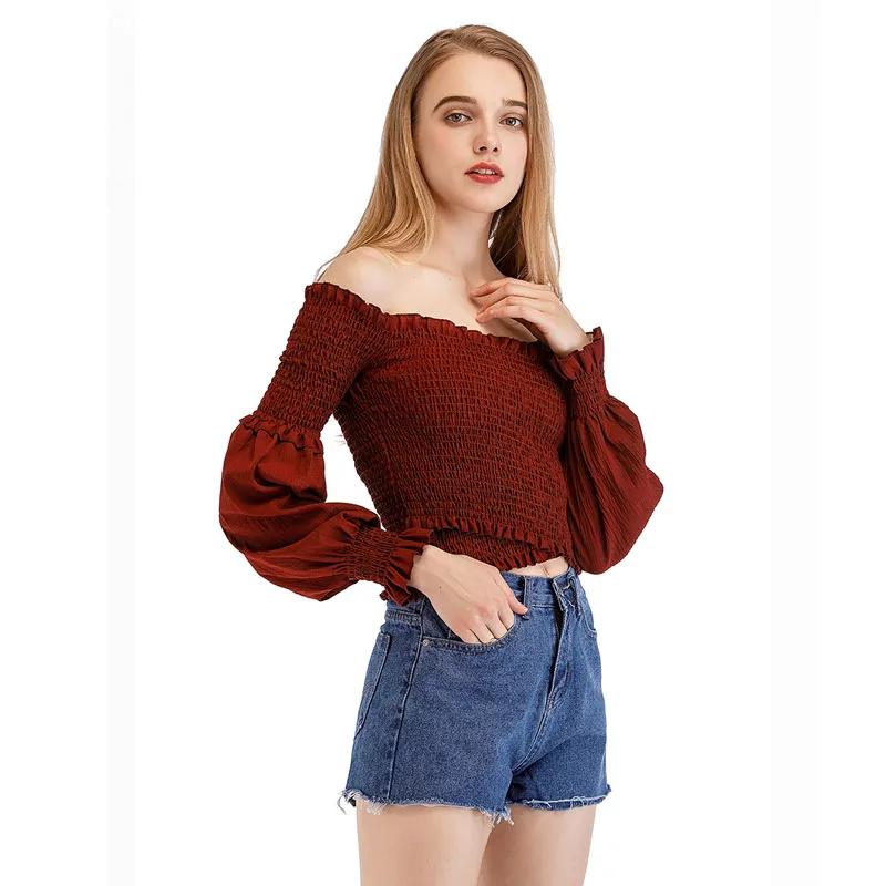 Женская рубашка с открытыми плечами ITOOLIN пляжный укороченный топ длинными