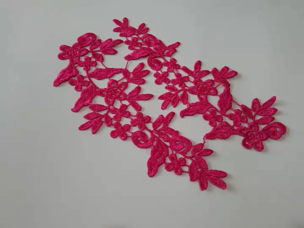 rose Заводская цена! 2 зеркальные пары, 16 цветов, Новое поступление, Кружевная аппликация, цветок, швейная отделка, свадебное украшение, 25X8,5 см, BD0258 - Цвет: rose
