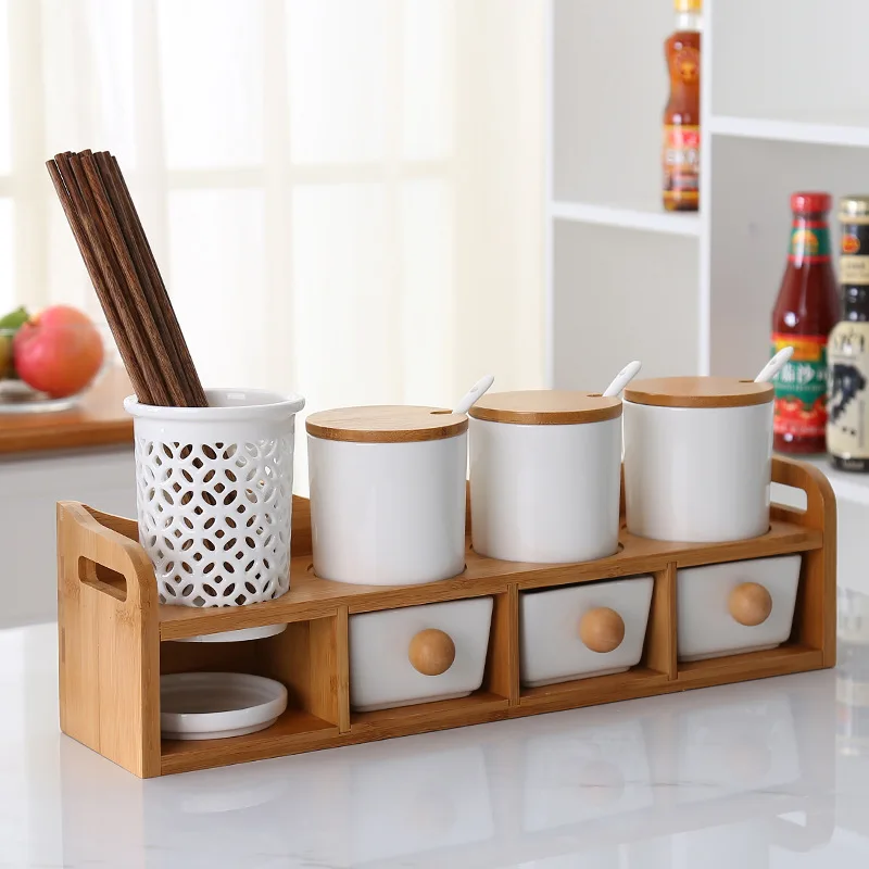 

Seasoning bottles Ceramic flavoring cans of salt salt container spice box spice holder organzamer salt and pepper wedding