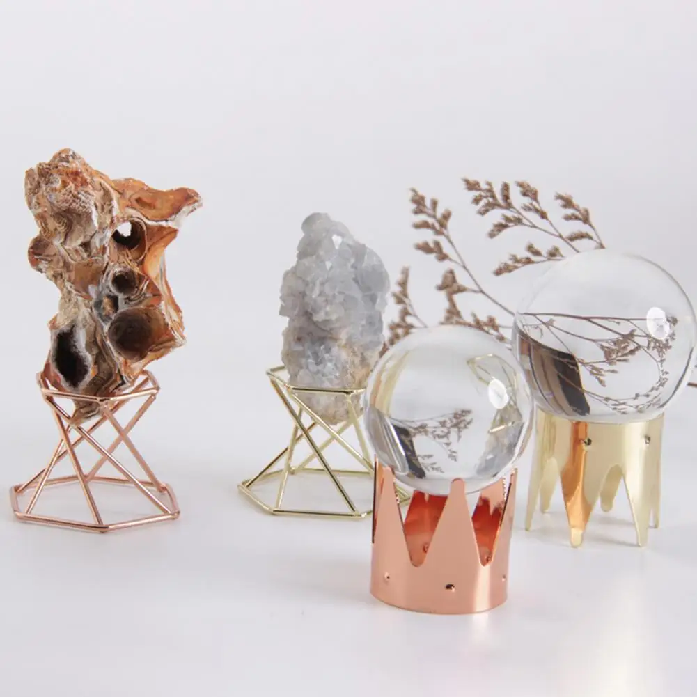 

Металлическая Витрина, креативная стойка для минерального камня, держатель для дисплея, сферическое основание для хрустальных стеклянных ...