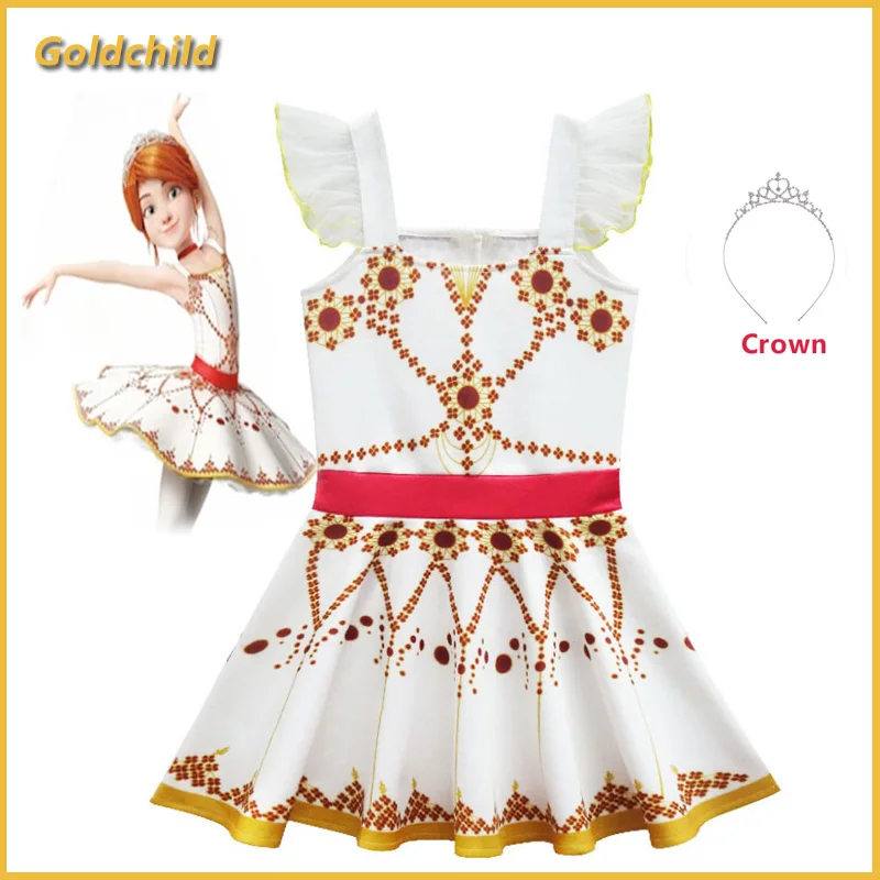 New Movie Ballerina Felicie Cosplay Costume for Girls Party Clothes Halloween Kids dancing christmas dress+crown | Детская одежда и