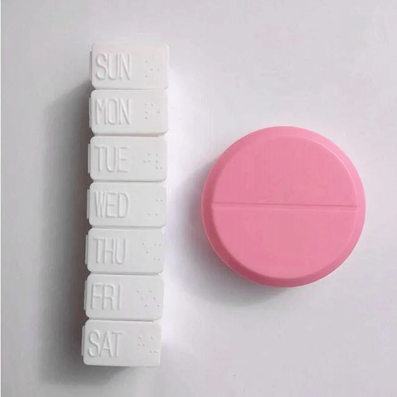 Портативный Круглый резак для таблеток разделитель белая медицинская коробка