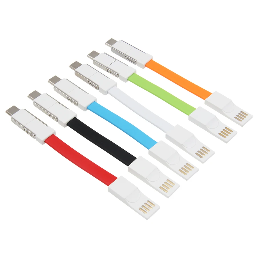 

3 в 1 портативный мини брелок USB кабель Micro USB Type C для iPhone быстрое зарядное устройство для синхронизации данных зарядный кабель USB кабель 100 шт