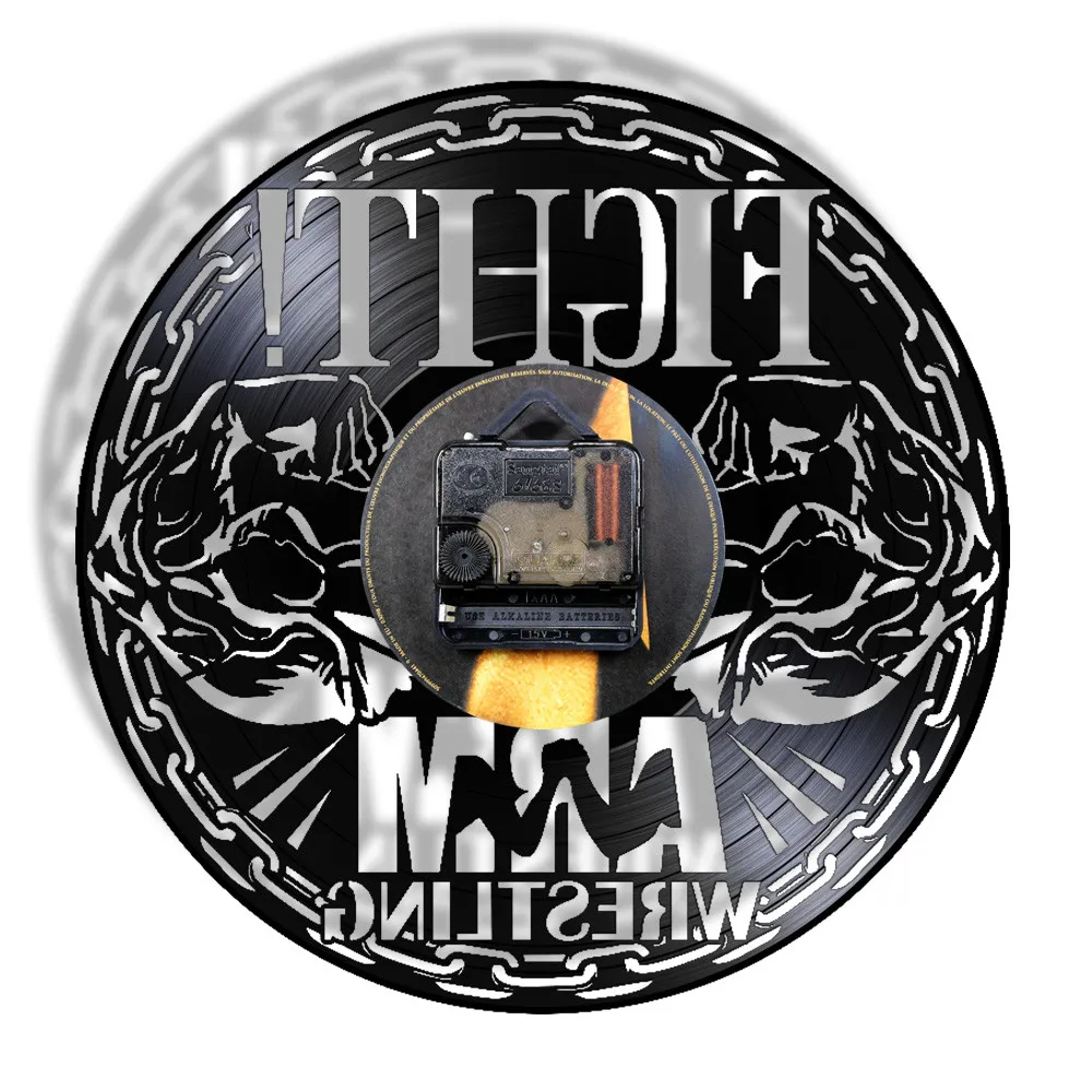 Виниловые настенные часы для боевой борьбы тренажерного зала Подвесные спорт