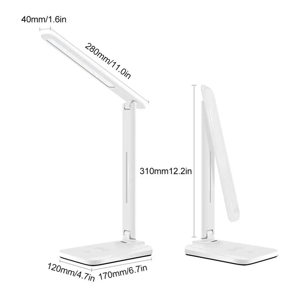 10w led desk lamp with phone wireless charger usb charging port dimmable eye caring office lamp for work folding design free global shipping