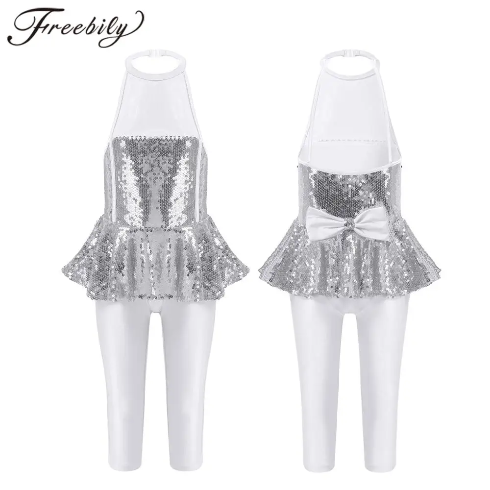 

Kids Girls Ballet Leotard Dress Dance Costume Sleeveless Sequins Dance Gymnastics Leotards For Girls Stage Performance Dancewear