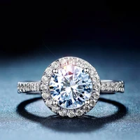 round silver moissanite ring 1ct d vvs luxury moissanite weding ring for women