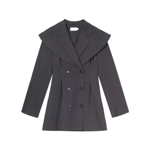 

Luck A Autumn Winter Women Casual Double Breasted Blazers Coat With Shoulder Pads Female Fashion French Office Lady Work Outwear