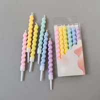 6pcsset thread color birthday candles with stand cake candle party supplies wedding decoration baby children party atmosphere