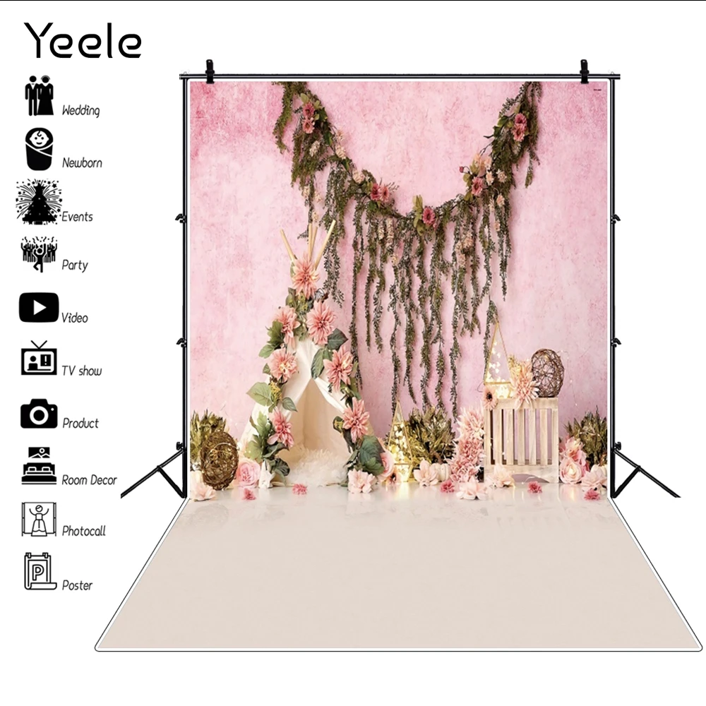 

Yeele Newborn Baby Room Interior Tent Flower Birthday Portrait Backdrop Vinyl Photography Background For Photo Studio Photozone