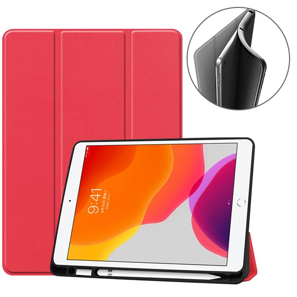19IPAD 102 KSTBC RD Чехол для ipad 10,2 чехол для ipad 7 Мягкий ТПУ чехол для планшета с карандашом держатель для ipad 9,7 funda capa - Цвет: 19IPAD 102 KSTBC RD