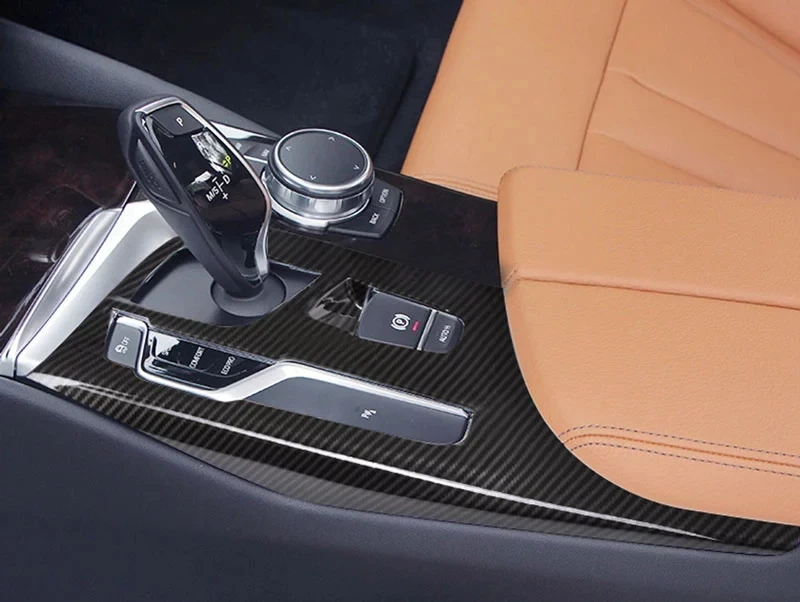 

Car Modification Carbon Fiber Style & Chrome Silver Center Console Gear Shift Panel Cover Trim For BMW NEW 5 Series G30 17-2020
