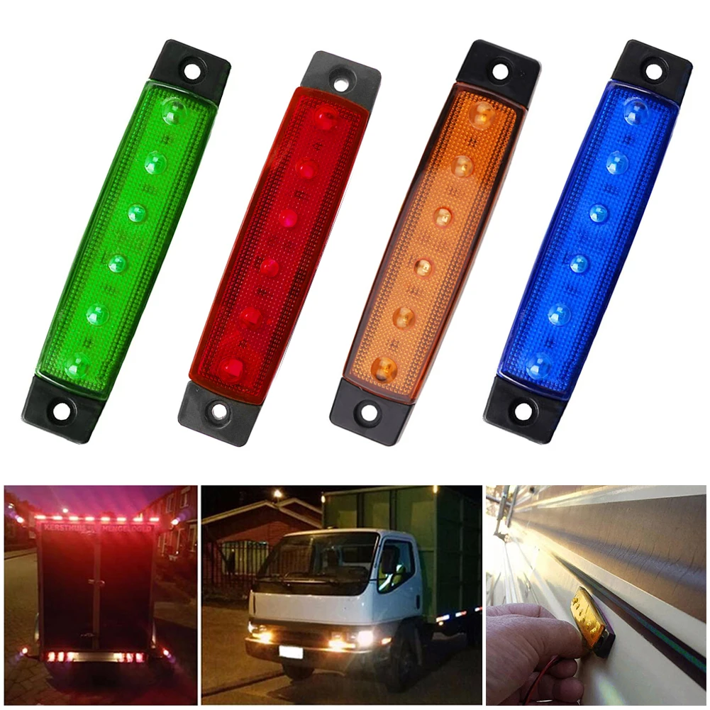 

1 шт., универсальные автомобильные огни 12В 6 светодиодный Авто Боковой габаритный фонарь указателя поворота парковки лицензии светильник дл...