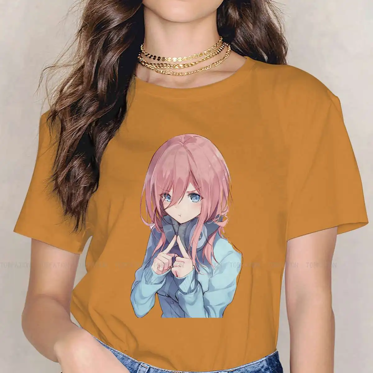 

Футболка с круглым вырезом Miku Nakano, базовая футболка с квинтуплетами, новый дизайн для девушек, большой размер 5XL