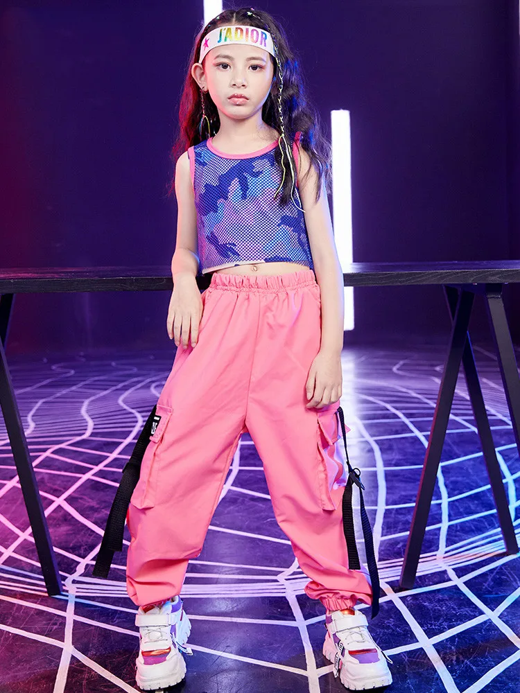 Дешевая детская танцевальная одежда в стиле хип-хоп для девочек камуфляжный