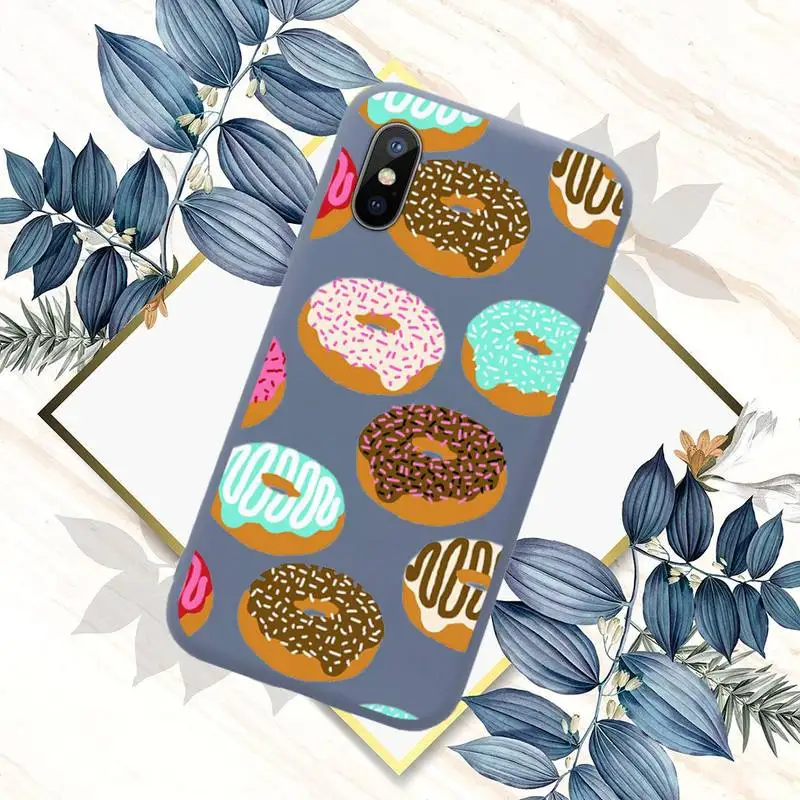 

Girly cute donut cake Phone Case Blue Candy Color for iPhone 11 12 mini pro XS MAX 8 7 6 6S Plus X SE 2020 XR