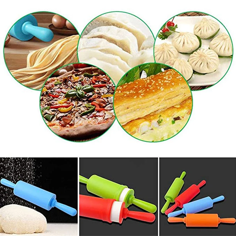 Антипригарный силиконовый ролик для раскатки теста 2 размера цветной