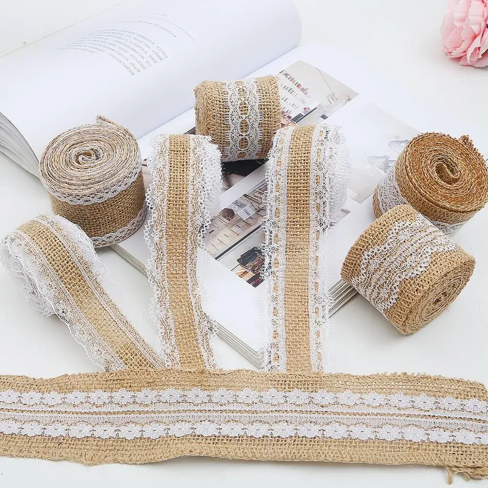 Натуральная джутовая лента деревенский винтажный Свадебный декор кружевной