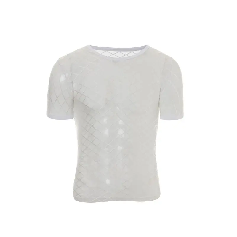 Мужские прозрачные сетчатые рубашки нижнее белье облегающее боди для геев топы