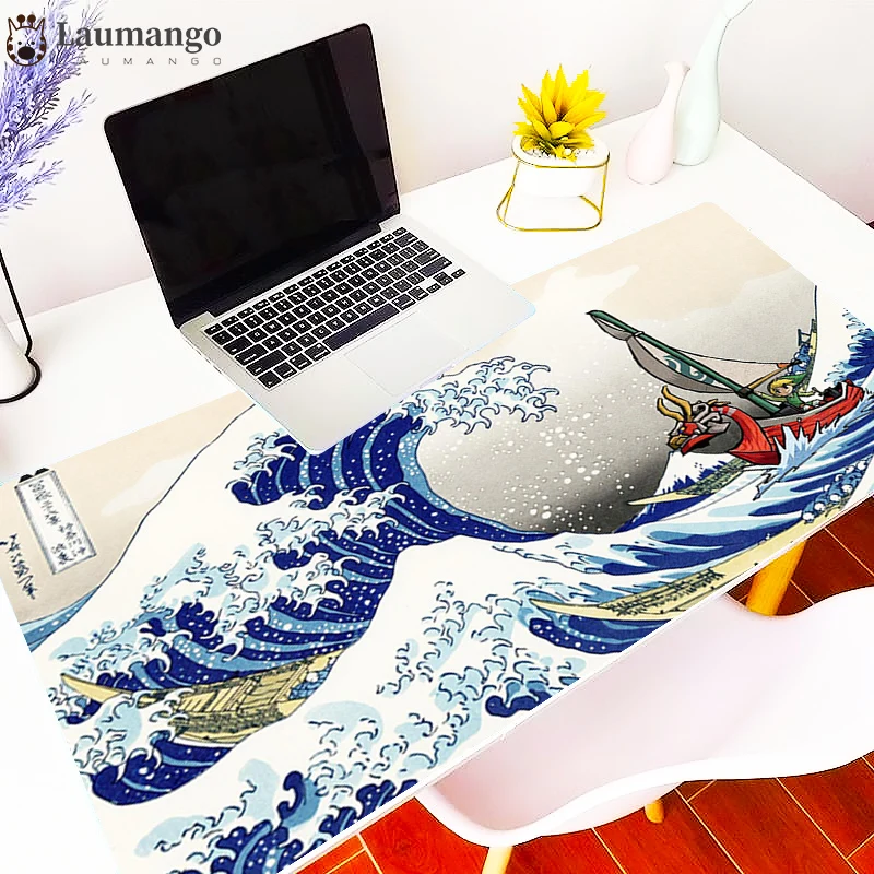 

Japan Great Waves Art mousepad tapetes computer anime gadget keyboaed desk mat rubber cs go lol gaming accessories xl mouse pad
