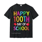 Футболка с коротким рукавом для учеников, хлопковый топ с надписью Happy 100th Day Of School, преподаватель, отличный подарок