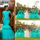 Африканское платье для подружки невесты Aqua 2021, Черное длинное Тюлевое платье с открытыми плечами для свадебной вечеринки, платье для подружки невесты для женщин