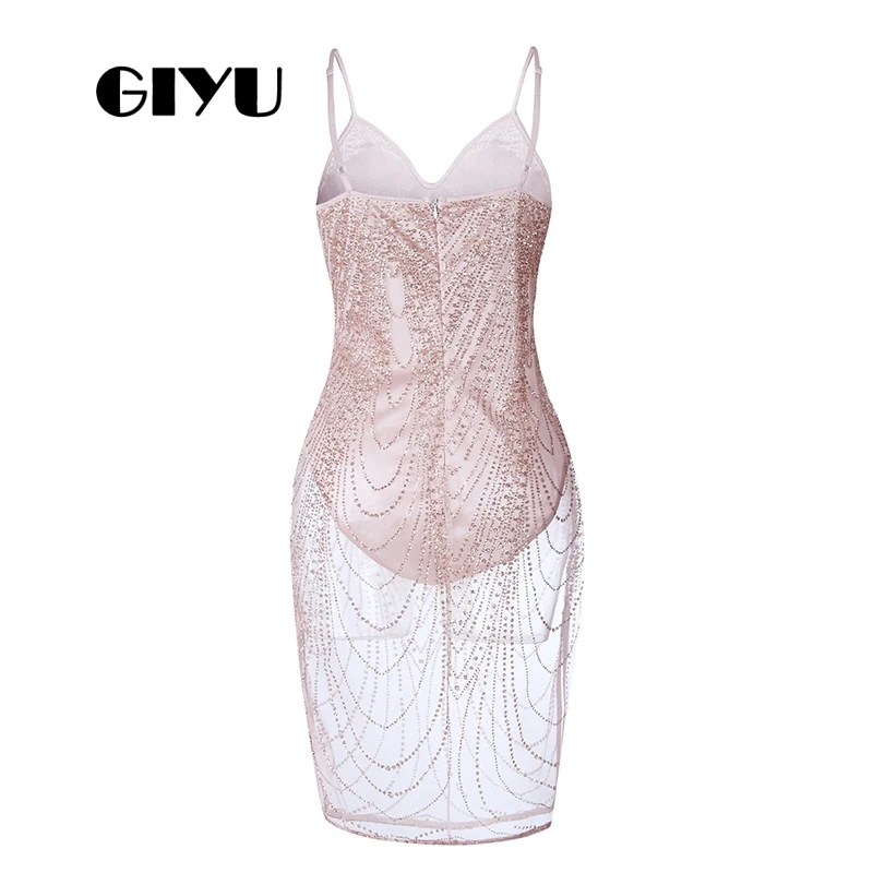 GIYU сексуальное женское платье с открытой спиной без бретелек прозрачное Vestido для