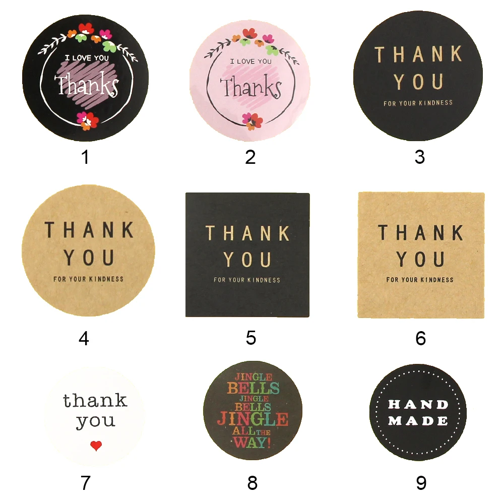 Наклейки круглые/квадратные спасибо 10 листов | Дом и сад