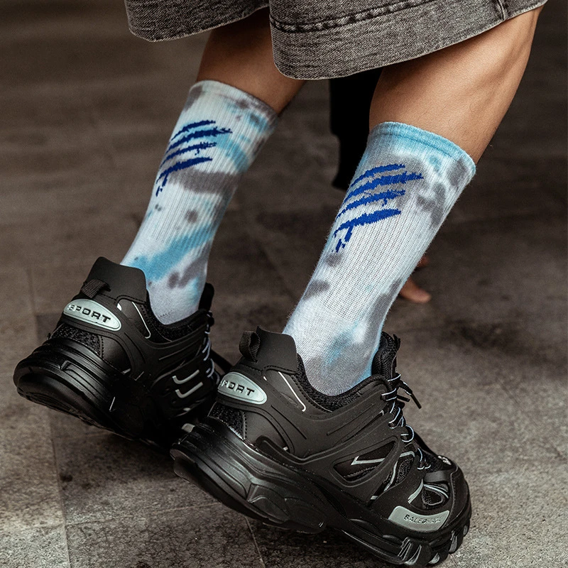 

Winter Tie dye Socks Gray Claw Marks Men Women Long Socks Sports Basketball Harajuku Cotton Couples Colored Socks носки женские