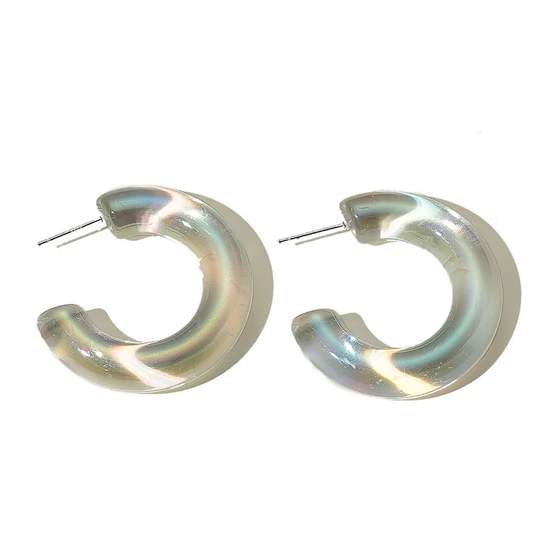 

New Fashion Colorful Transparent Acrylic Stud Earrings Punk Geometry C-shaped Stud Earrings Resin Jewelry Female Brincos