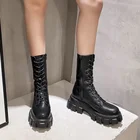 Осень 2021, новые женские Ботинки Martin на молнии, однотонные ботинки с круглым носком и квадратным каблуком, уличные Нескользящие повседневные ботинки