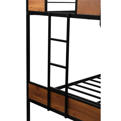 

Bedroom Bed Twin Over Metal Bunk Bed Kid Beds with trundle & Two-side Ladders Modern Simple Double Layer Bed Bedroom Furniture