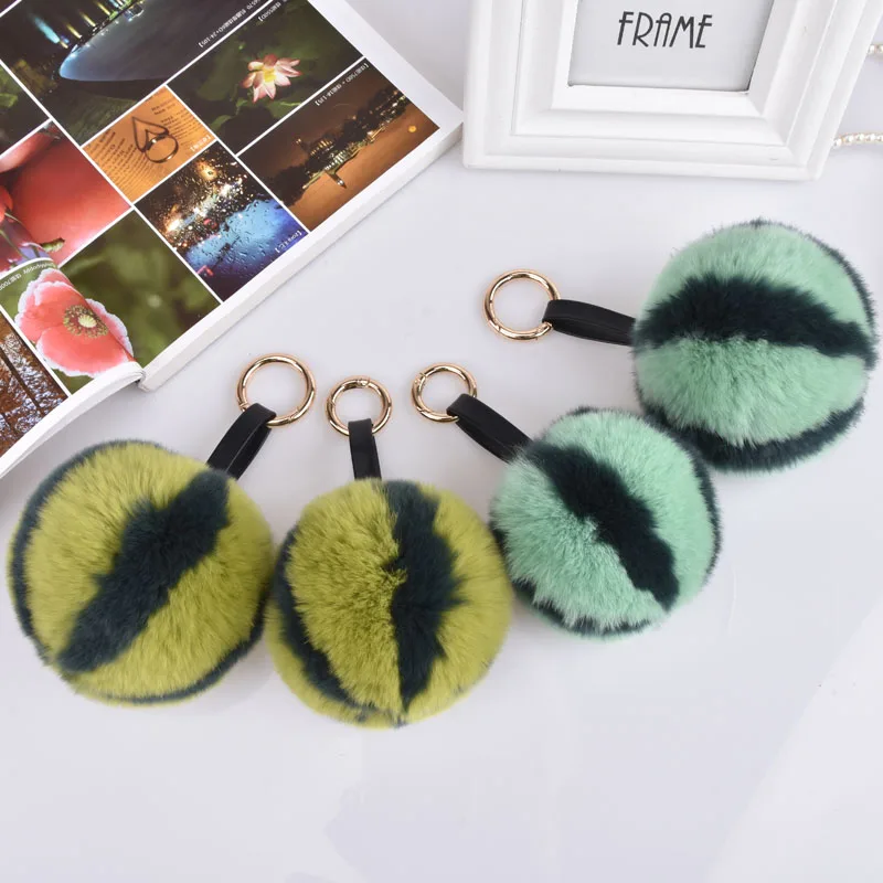 

New style real rex rabbit fur watermelon keychain