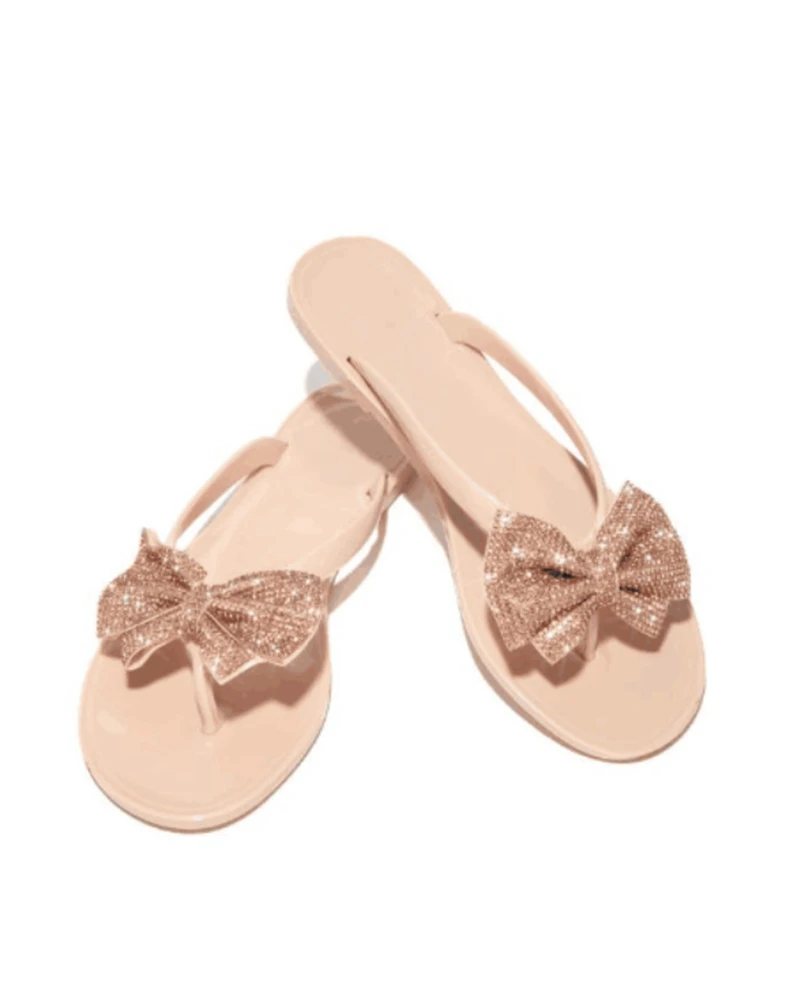 Зажим со стразами и открытым носком Туфли с большим бантом Прозрачные сандалии