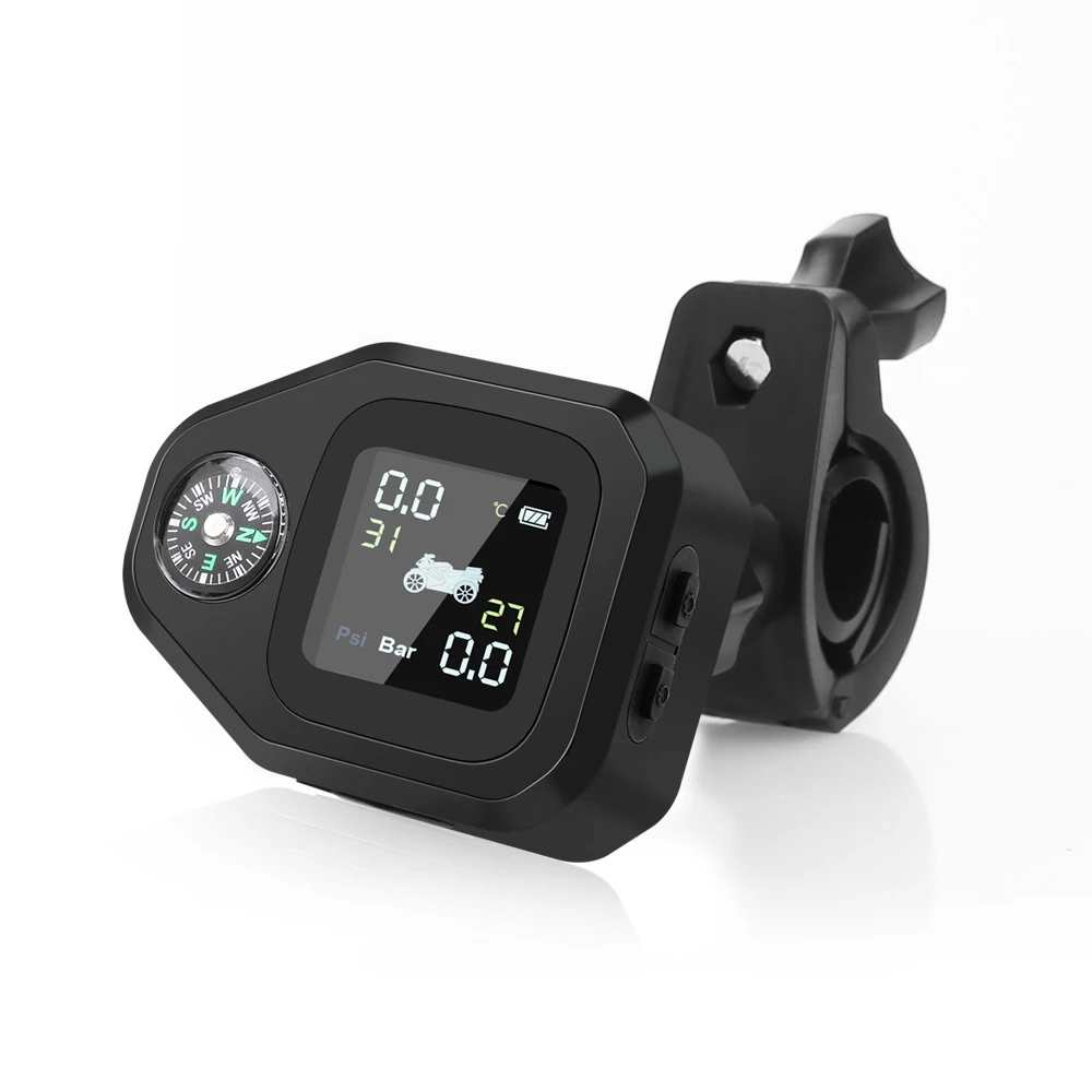 

3.5Bar Motorbike TPMS With Compass Tire Pressure And Temperature Monitoring System with LCD Color Screen