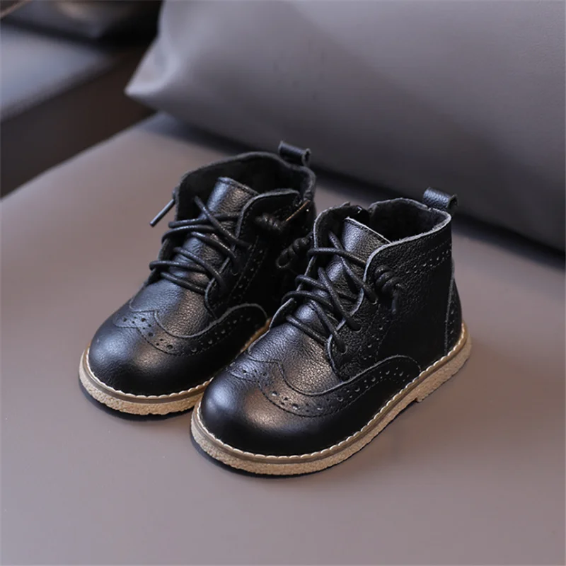 DIMI/зимняя детская обувь из натуральной кожи Ботинки Martin для мальчиков и девочек
