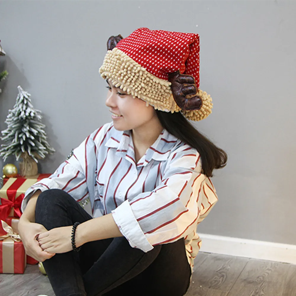 1 шт. Рождественская шапка для взрослых и детей милые оленьи рога Санта Клауса
