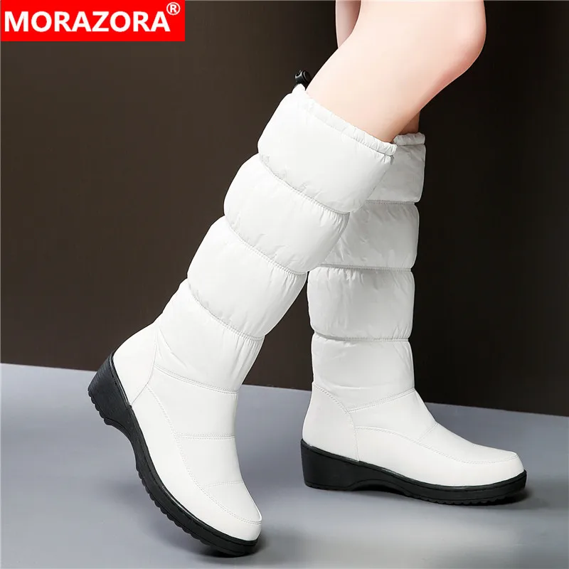 

Botas de nieve clidas para mujer, botines de felpa de piel gruesa a media pantorrilla, de algodn, en 3 colores, blanco y negro