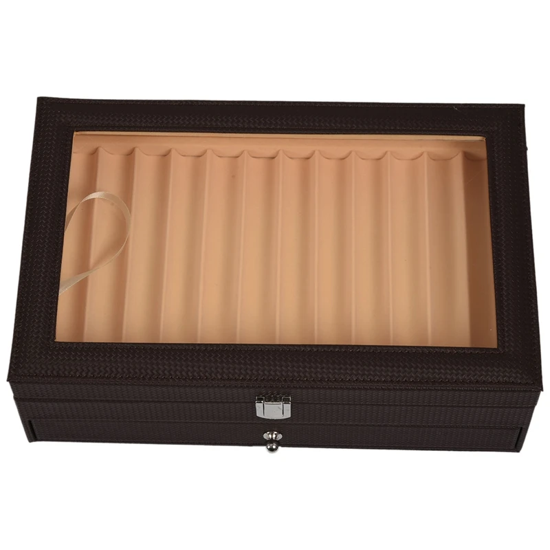 24 Pen Fountain Wood Display Case Holder Wooden Pen Box Storage Collector Organizer Box