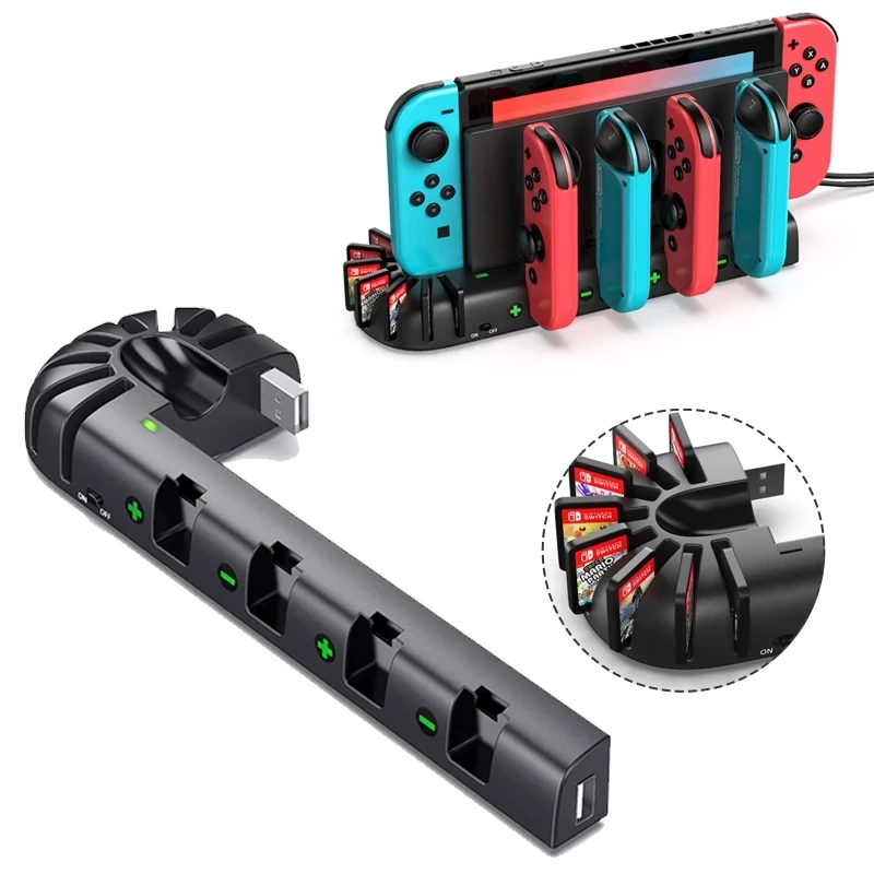 

OIVO For Nintend Switch Controller Charger 4 Port Joypads Charging Dock Station for Switch Holder Charger with 8 Game Slots