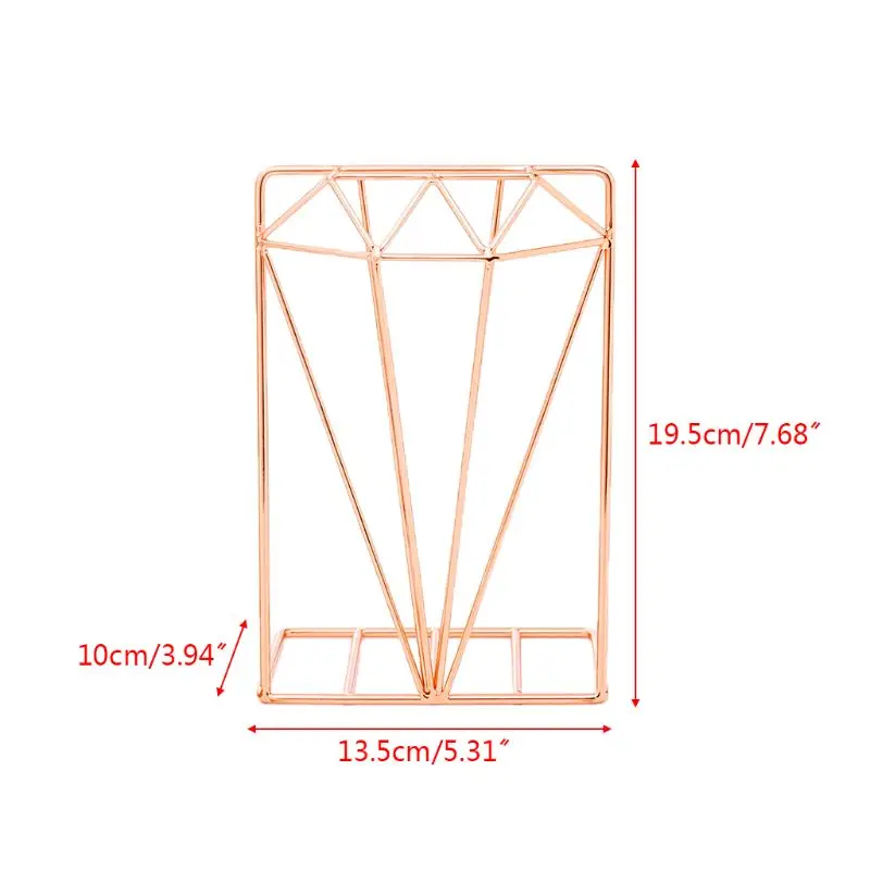 

1 Pcs Book Support Stand Creative Diamond Shaped Metal Bookends Desk Organizer Storage Shelf