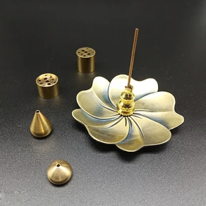 Палочки для благовоний с ладаном и девятью отверстиями, металлическая основа, конусная кадильница медь, 2 в 1