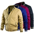 Мужская уличная куртка цвета хаки, черная ветрозащитная куртка с воротником-стойкой, однотонная верхняя одежда на молнии, мужские куртки-бомберы, куртки 4XL