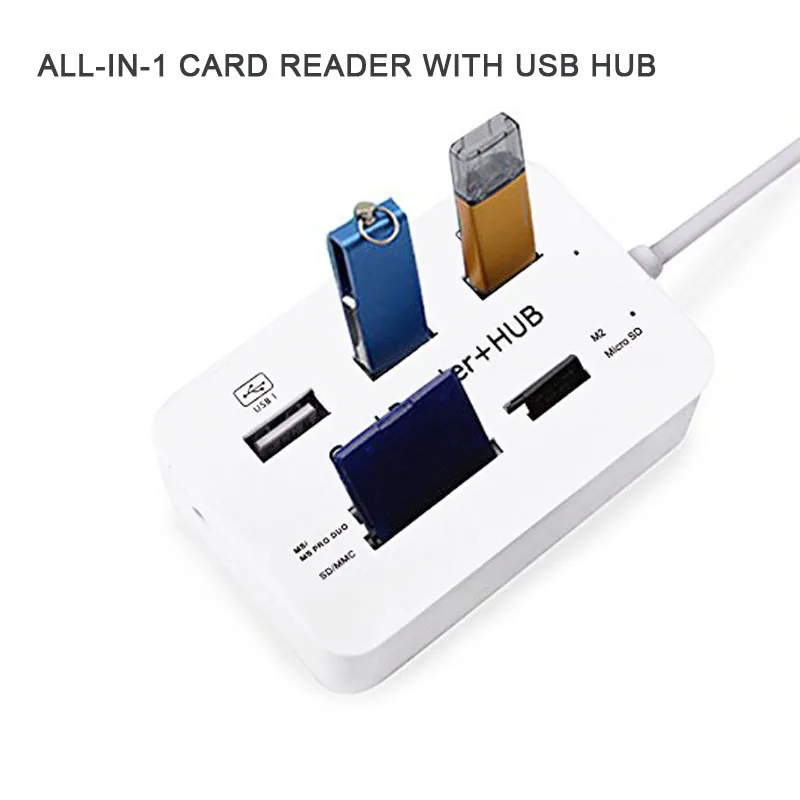 

Hot Sale All In One USB 2.0 Hub 3 Ports With USB Card Reader Hub 2.0 480Mbps Combo For MS/M2/SD/MMC/TF For PC Laptop Card Reader
