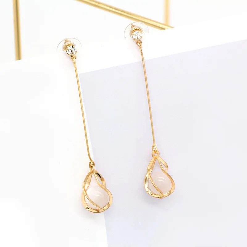 Женские серьги с розовым камнем и кристаллами в Корейском стиле модные милые