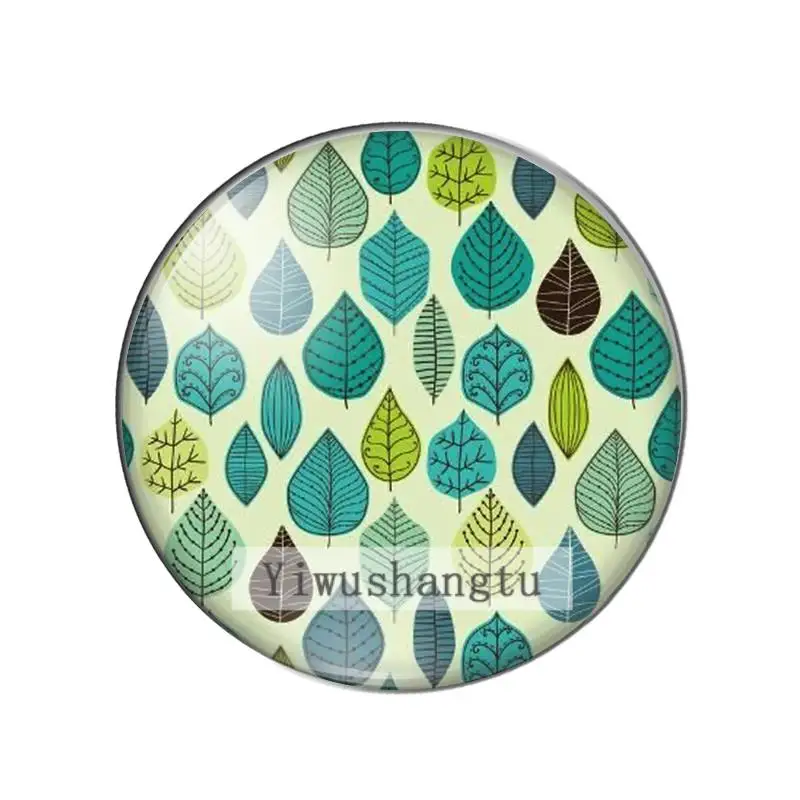 Tree leaves Colourful tropical plant painting 12mm/18mm/20mm/25mm Round photo glass cabochon demo flat back Making findings | Украшения и