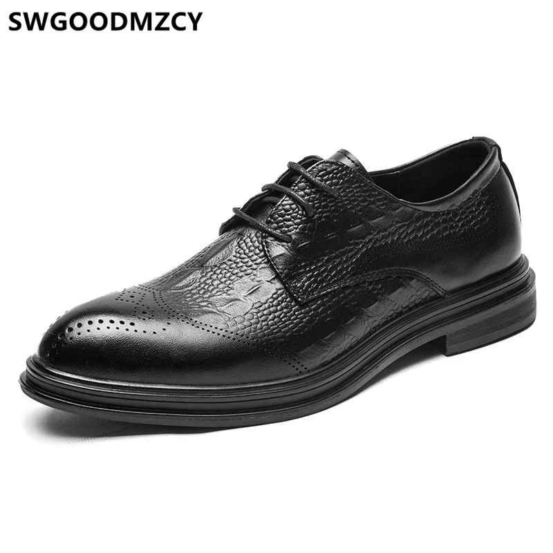 

Crocodile Shoes Wedding Dress 2022 Brogue Shoes Men Classic Coiffeur Italian Brand Men Formal Shoes Leather Evening Dress Buty
